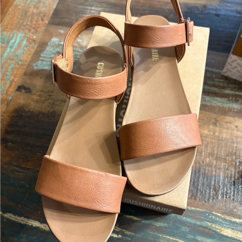 Tan Leather Sandals with Cushioned Footbed